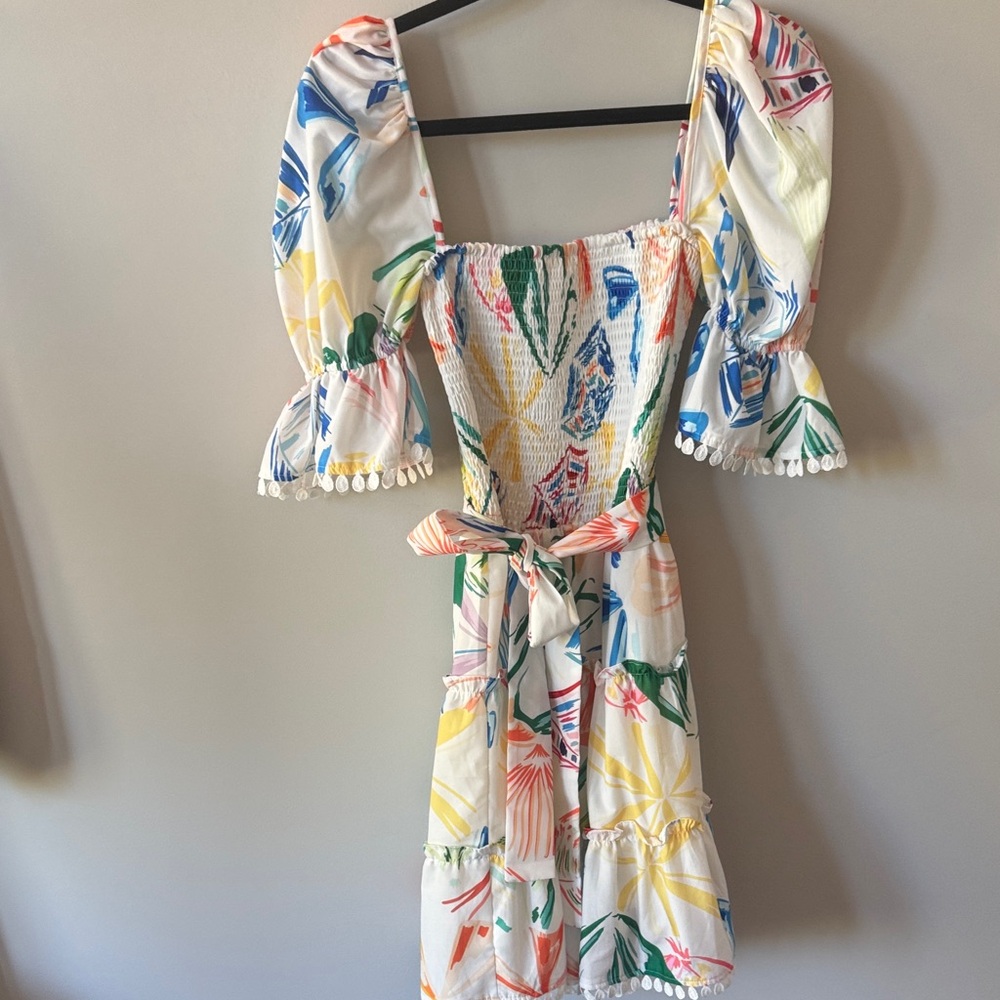 Ida & Irene Floral Puff Sleeve Ruched Dress Size M